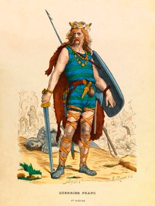 Porträt eines fränkischen Kriegers in der Antike. Gravur. Private Sammlung