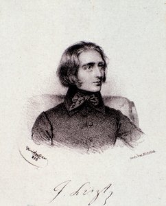 Porträt des ungarischen Komponisten Franz Liszt. Gravur. 19. Jahrhundert. Mailänder Privatsammlung