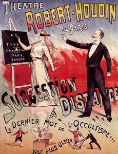 Plakat, das die Show „Suggestion à distance“ im Théâtre Robert-Houdin in Paris präsentiert, gegründet von Jean-Eugène Robert-Houdin (1805-1871) von Anonymous Anonymous