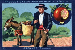 Produktionen rund um die Welt: Granada in Spanien. Chromolithographie von 1933 in "Joseph-Milliat Album" von Anonymous Anonymous