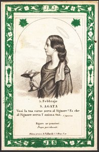 Darstellung der Heiligen Agatha. Andachtsbild. Postkarte. Anfang des 20. Jahrhunderts. Private Sammlung von Anonymous Anonymous