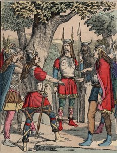 Darstellung von Vercingetorix (ca. 80-46 v. Chr.) Krieger und gallischer Anführer des Arvernerstammes, der von seinem Volk ausgewählt wurde, um den Krieg gegen die Römer zu führen