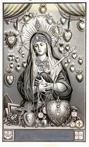 Darstellung der Schmerzensmutter, Mater Dolorosa. Andachtsbild. Anfang des 20. Jahrhunderts. Private Sammlung von Anonymous Anonymous