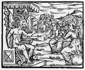 Satan spricht zu Zauberern - „Compendium Maleficarum“, behandelt Hexen, ihre Bosheit und ihre Zauberei von Francesco Maria Guazzo oder Guaccio oder Guaccius (15?? -16??) 1608 Private Sammlung
