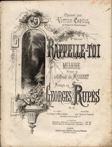 Partitur von „remember-se“ Melodie von Georges Rupes nach einem Gedicht von Aldre de Musset.