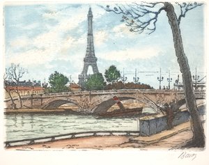 Seine und Eiffelturm (Radierung)