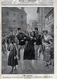 Trennung von Kirche und Staat - Vertreibung von Nonnen aus ihren Schulen durch die Polizei in Humont (Lozère) - Titelblatt von „La Croix Illustrée“ von 1902