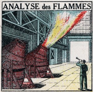 Spektralanalyse: Flammenanalyse. Anonyme Illustration von 1925. Private Sammlung.