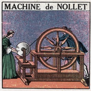 Statische Maschinen: die Maschine des Abtes Jean Antoine Nollet, erfunden 1740. Anonyme Illustration von 1925. Private Sammlung von Anonymous Anonymous