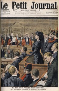 Steinheil-Fall: Marguerite Steinheil (1869-1954) hört die Urteilsverkündung - Le Petit Journal, November 1909 von Anonymous Anonymous