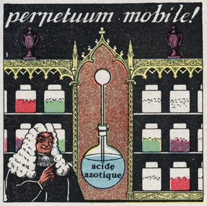 Temperatur und Ausdehnung: Das „mobile perpetuum“, das erste Thermometer, das im 16. Jahrhundert von Apothekern verwendet wurde. Anonyme Illustration von 1925. Private Sammlung.