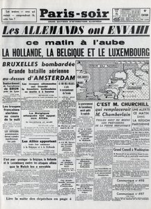 Die Schlacht von Belgien oder Belgienfeldzug - 18-Tage-Feldzug - Invasion Belgiens durch deutsche Truppen während des Zweiten Weltkriegs - PARIS EVIOR vom 11/05/1940 - DEUTSCHE INVASION IN HOLLAND - BELGIEN UND LUXEMBURG