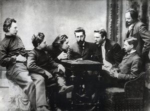 Die Moskauer Literarische Sreda - Mitglieder des literarischen Kreises Sreda, gebildet in der zweiten Hälfte der 1890er Jahre von russischen realistischen Schriftstellern - Porträts russischer Intellektueller der literarischen Gruppe Znanie: von links nach von Anonymous Anonymous