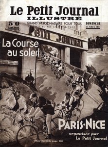 Das Paris-Nizza-Radrennen, organisiert von der kleinen Zeitung. Titelblatt des „Le petit journal illustrious“ vom 31.03.1935. Private Sammlung von Anonymous Anonymous