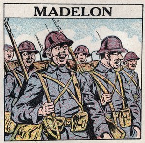 Die Wirkung der Musik: das französische Lied „La Madelon“ gibt den Soldaten Mut. Anonyme Illustration von 1925. Private Sammlung. von Anonymous Anonymous