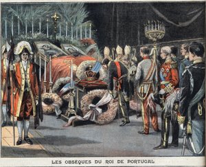 Die Beerdigung des Königs von Portugal Karl I. (1863-1908), ermordet am 1. Februar 1908. Gravur aus der Zeitung 