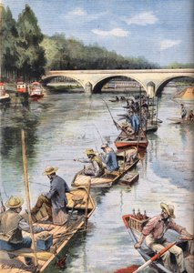 Die Eröffnung der Fischerei. Gravur aus der Zeitung 
