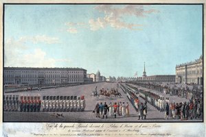 Die Parade vor dem Winterpalast in St. Petersburg