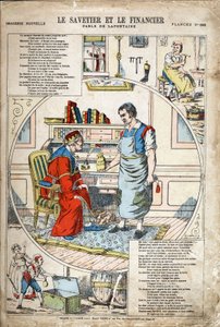 Der Sparer und der Finanzier. Anonyme Illustration für Les Fables von Jean de La Fontaine. Imaging von Pont-a-Mousson, um 1880. Private Sammlung. von Anonymous Anonymous