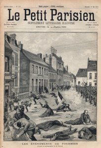 Die Erschießung von Fourmies in Nord-Pas-de-Calais durch die Infanterie auf streikende Arbeiter (1. Mai).