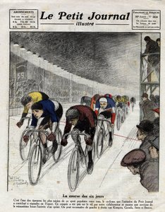 Das Sechstagerennen: Piet van Kempen, Alfred Grenda, Seres und Maurice Brocco während des Sprints