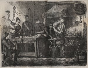 Der Transfer ins Toulon-Bagne im 19. Jahrhundert. Gravur in „Histoire des bagnes depuis leur création à nos jours“ (1877) von Pierre Zaccone (1817-1895). Private Sammlung.