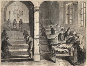 Das Viaticum im Toulon-Bagne im 19. Jahrhundert. Gravur in „Histoire des bagnes depuis leur création à nos jours“ (1877) von Pierre Zaccone (1817-1895). Private Sammlung.