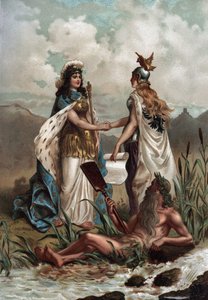 Dreißigjähriger Krieg (1618-1648): Allegorie des Westfälischen Friedens von 1648. Chromolithographie in „Turenne; sa vie, les institutions militaires de son temps“ (1884) von Jules Roy. Private Sammlung. von Anonymous Anonymous
