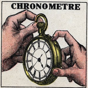 Zeit: ein Chronometer. Anonyme Illustration von 1925. Private Sammlung.