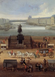 Verkehr auf der Pont Neuf in Paris im 17. Jahrhundert (Detail). Anonymes Gemälde