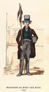 Ein Rattengiftverkäufer in Paris im Jahr 1845, Gravur, Private Sammlung