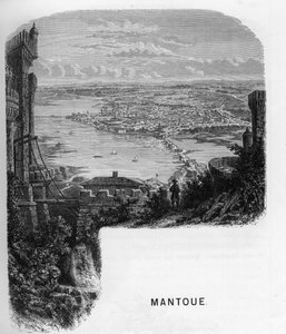 Ansicht der Stadt Mantua (Mantova), Italien. Gravur von 1859 in „The galleries of Europe - Italy“ von Armengaud. Private Sammlung. von Anonymous Anonymous
