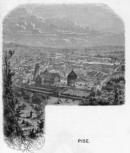 Ansicht der Stadt Pisa, Italien. Gravur von 1859 in „Die Galerien Europas - Italien“ von Armengaud. Private Sammlung. von Anonymous Anonymous