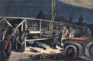 Luftschiffpanne in Valmy. Gravur aus der Zeitung 