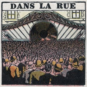 Drahtlose Telefonie: in der Stadt. Anonyme Illustration von 1925. Private Sammlung.