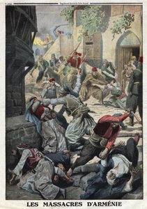 Erster Weltkrieg, Armenischer Völkermord, Zerstörung der armenischen Bevölkerung durch osmanische Türken, Illustration aus der französischen Zeitung Le Petite Journal, 12. Dezember