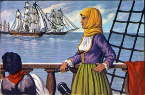 Darstellung der Heldin der griechischen Unabhängigkeit Bubulina (Bouboulina) Laskarina (1771-1825) nach einem Plakat von Anonymous Anonymous