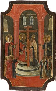 Erhöhung des Heiligen Kreuzes, 18. Jahrhundert von Anonymous Russian icon painter