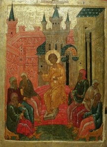 Christus unter den Ärzten, 15. Jahrhundert von Anonymous Russian icon painter