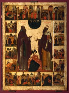 Heiliger Kyrill von Weißsee und Heiliger Kyrill von Alexandria, zweite Hälfte des 16. Jahrhunderts von Anonymous Russian icon painter