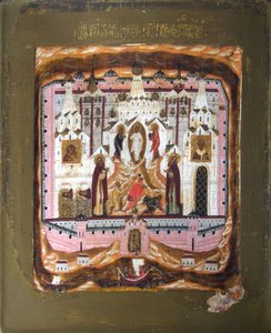 Heilige Zosima und Savvatiy von Solovki, frühes 17. Jahrhundert von Anonymous Russian icon painter