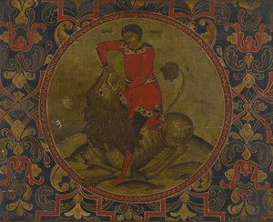 Samson kämpft mit dem Löwen, frühes 18. Jahrhundert von Anonymous Russian icon painter