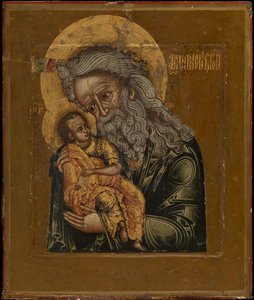 Simeon der Gott-Empfänger, 1800 von Anonymous Russian icon painter
