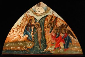 Die Taufe Christi, Mitte des 19. Jahrhunderts von Anonymous Russian icon painter