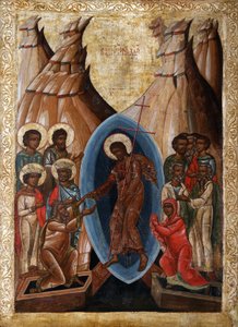 Der Abstieg in die Hölle, frühes 16. Jahrhundert von Anonymous Russian icon painter