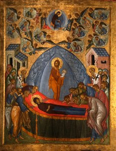 Die Entschlafung der Jungfrau, 15. Jahrhundert von Anonymous Russian icon painter