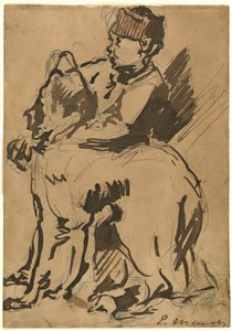 Ein Junge, der seinen Hund hält von Anonymous artist after Edouard Manet