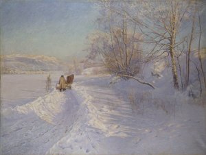 Ein Wintermorgen nach einem Schneefall in Dalarna von Anshelm Schultzberg