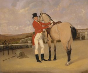 James Taylor Wray von der Bedale Hunt mit seinem Falbenjäger von Anson Ambrose Martin