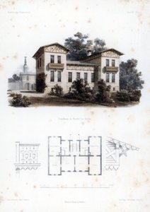 Entwurf für ein Landhaus in Moabit, bei Berlin, Deutschland, um 1850 von Anst von W Loeillot